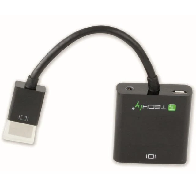 Techly Techniškai HDMI - VGA+3.5mm+Micro USB B M/F Juoda