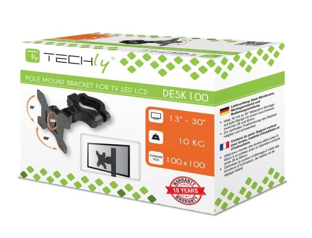 Techly ICALCD100BK monitoriaus laikiklis arba stovas Juoda