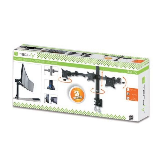Laikiklis TECHLY 301757 Techly Trivietis stalinis LED/LCD monitoriaus rankena 13-24 VESA 3x10 kg reguliuojama
