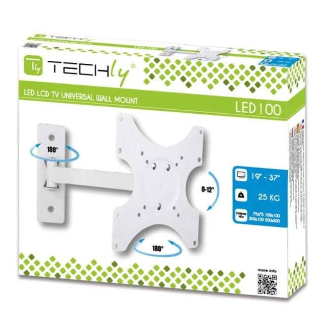 Techly ICA-LCD-2901WH televizoriaus laikiklis 94 cm (37") Balta