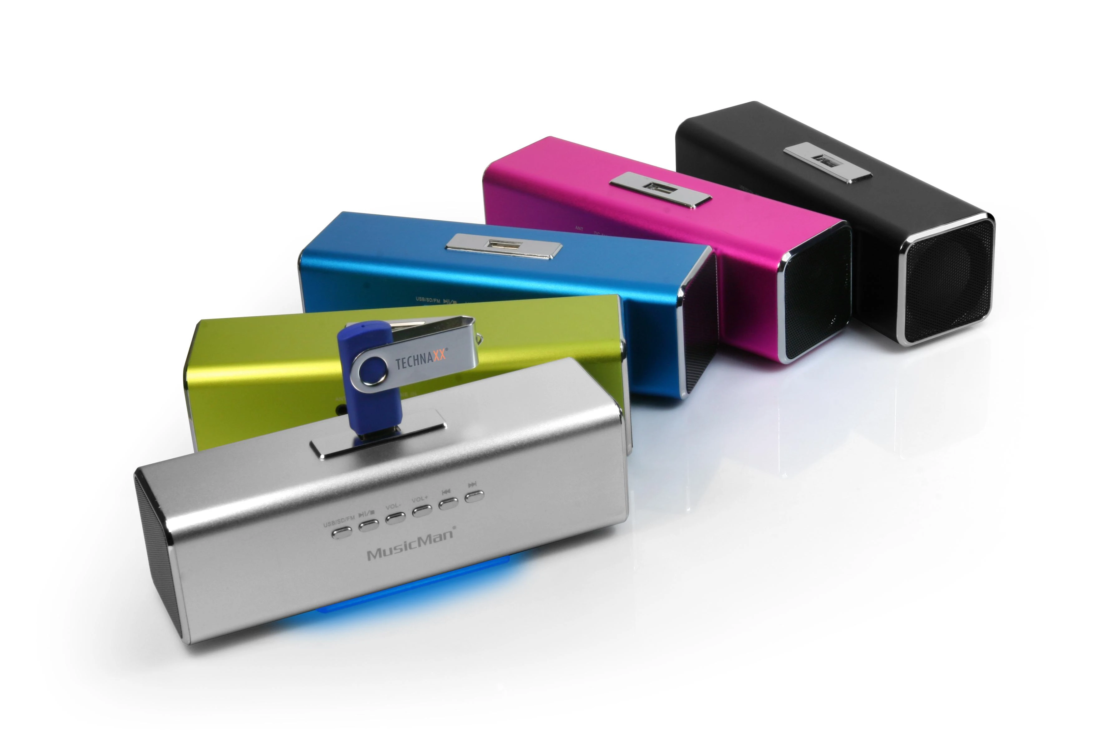 Technaxx MusicMan, baterie 600 mAh, FM-Radio, USB, mėlynas