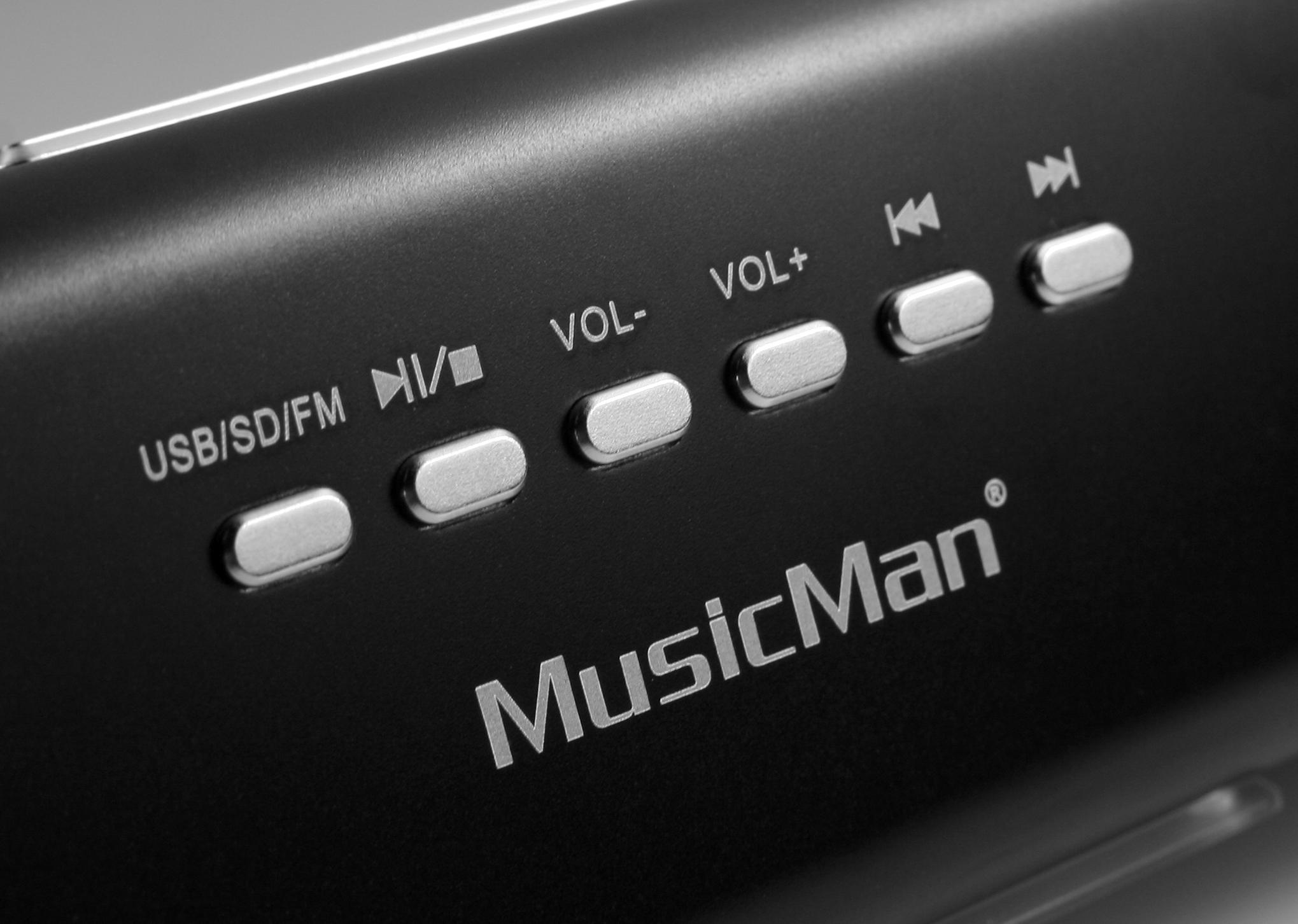 Technaxx MusicMan, baterie 600 mAh, FM-Radio, USB, juodas