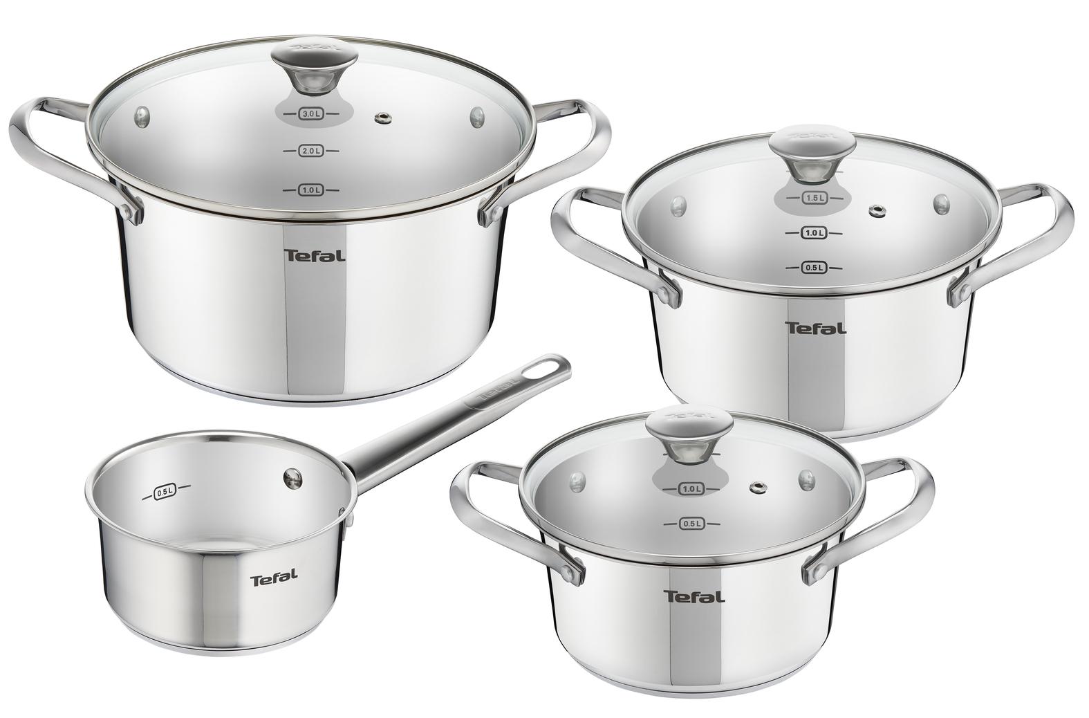 TEFAL Simpleo Set of pots, 4 pots + 3 puodas lids B907S774 1.45 / 2 / 2
