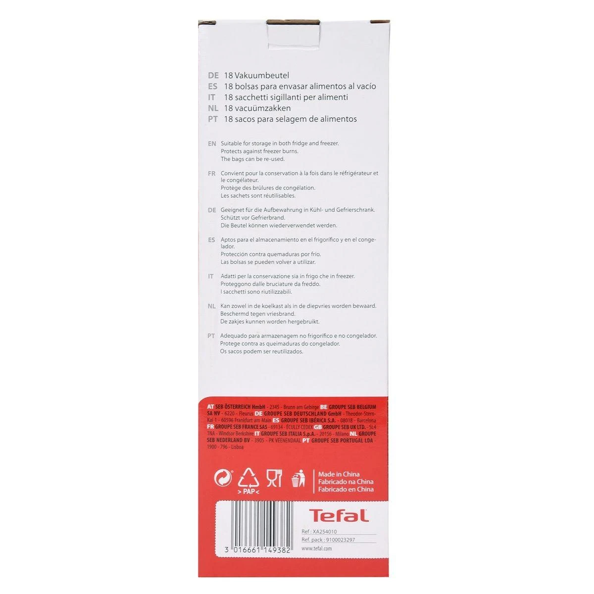 Tefal XA254010 vakuumavimo aparato priedas Vakuuminiai maišeliai