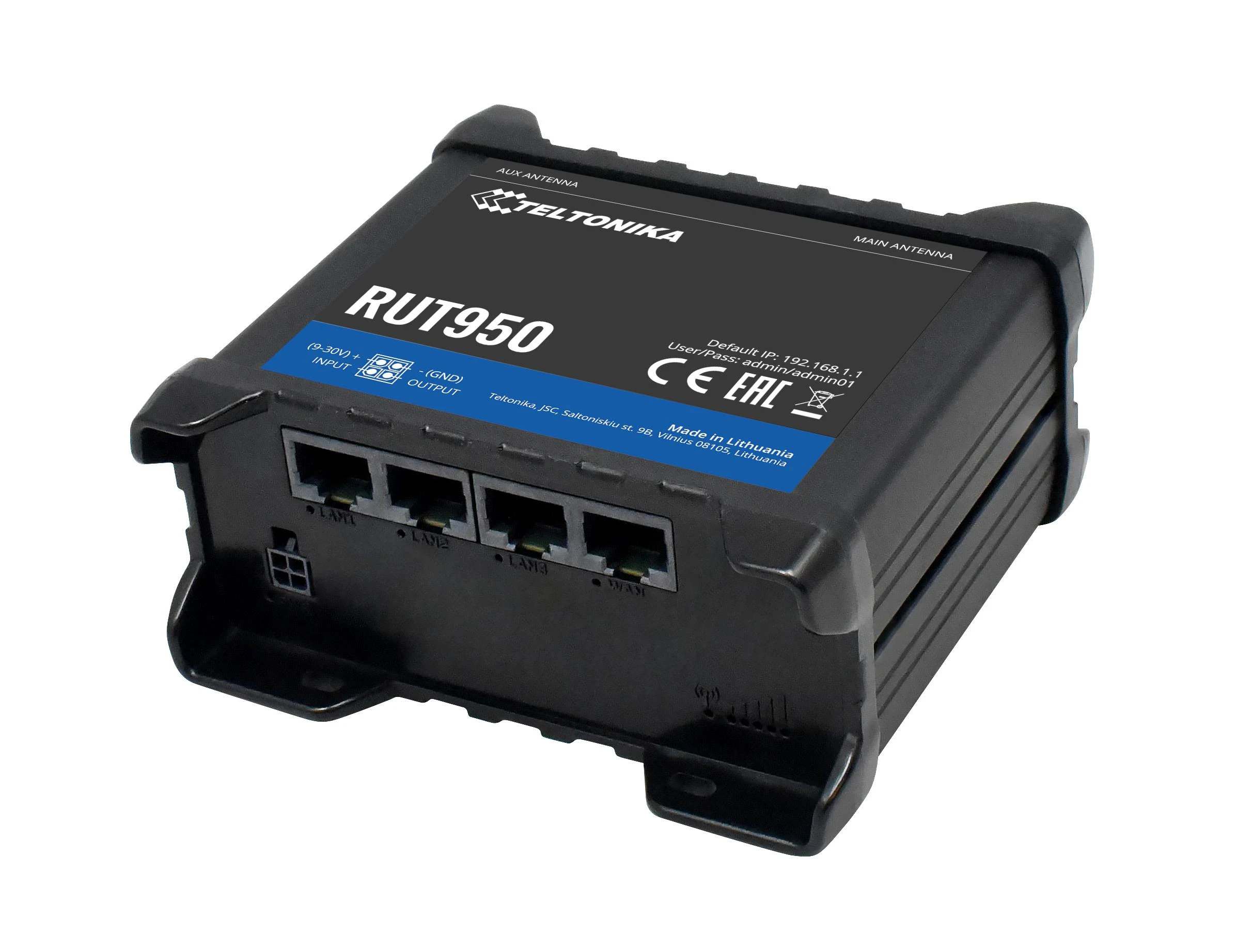 Šakotuvas Extralink Maršrutizatorius LTE Teltonika RUT950U022C0 (3G/4G/LTE SIM, xDSL (laido jungtis LAN), 2,4 GHz)