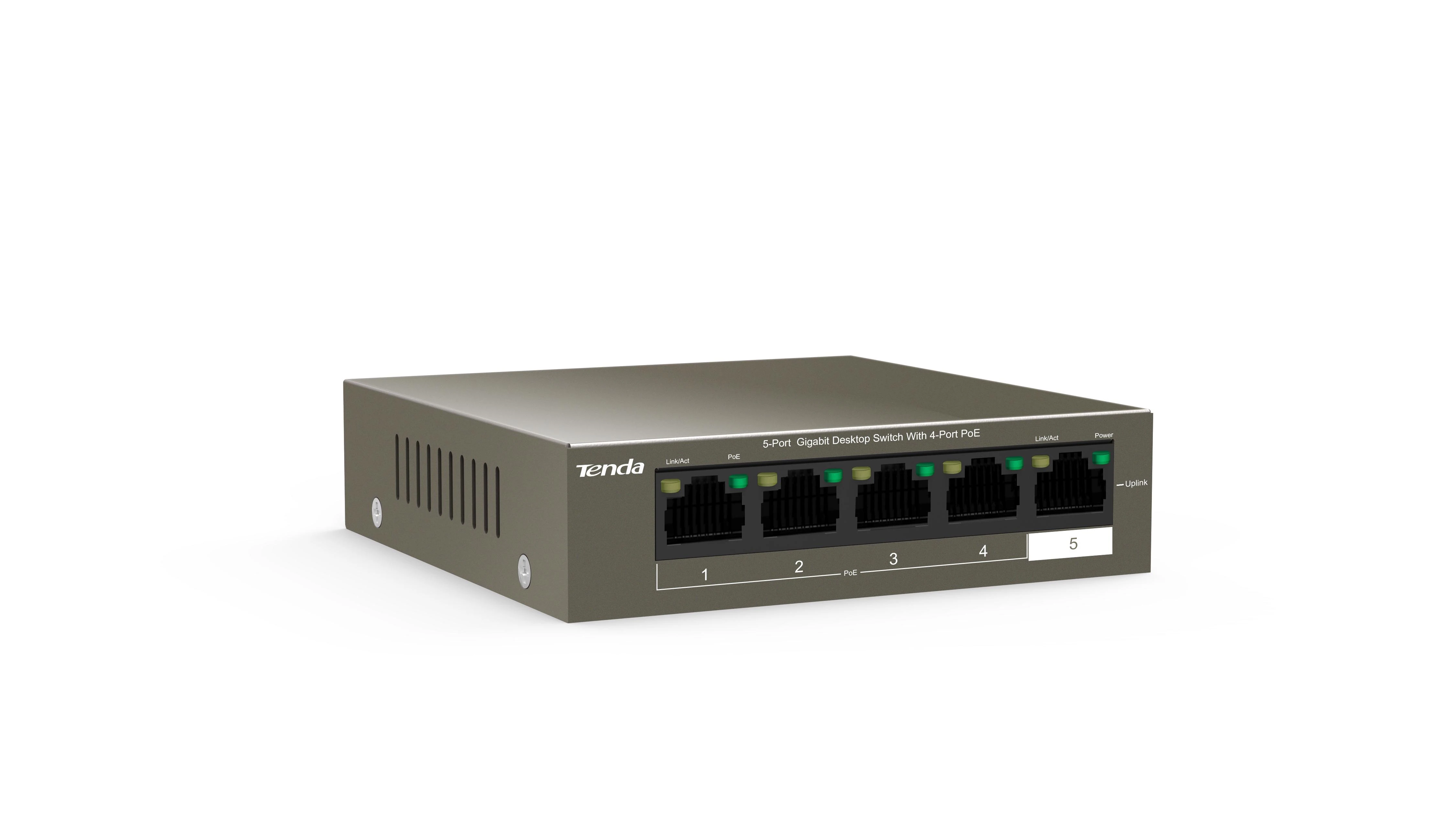 Šakotuvas Tenda TEG1105P-4-63W 5 X 10/100/1000Mbps jungiklis, 4 X PoE, maks. 58W