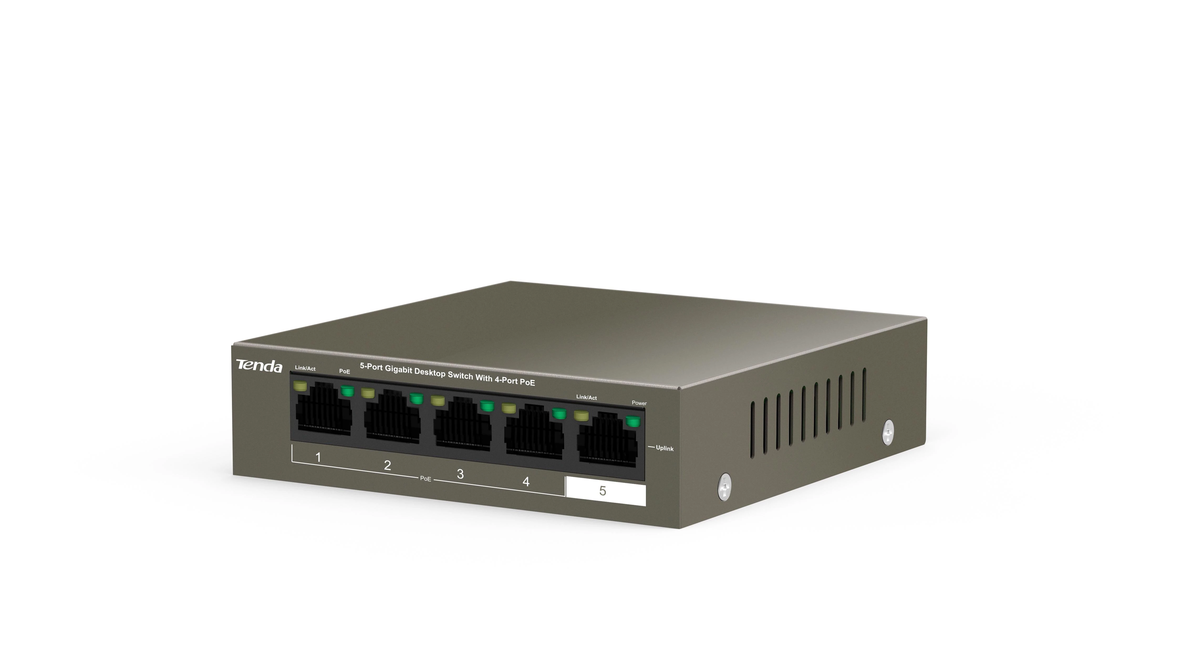 Šakotuvas Tenda TEG1105P-4-63W 5 X 10/100/1000Mbps jungiklis, 4 X PoE, maks. 58W