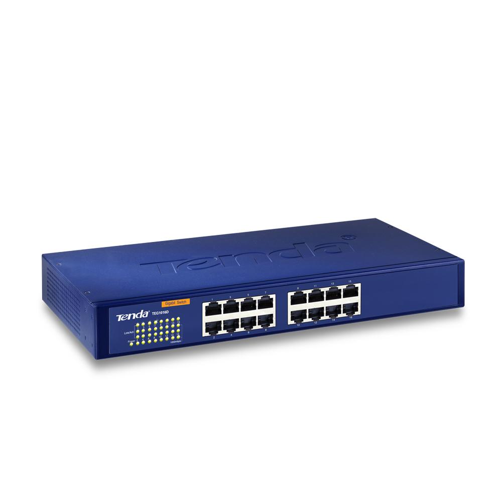 Šakotuvas Tenda 16-port Gigabit Ethernet Switch Unmanaged Mėlyna