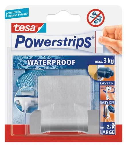 Tesa Lipnus kabliukas Powerstrips Atsparus vandeniui dvigubas metalinis chromas 1 vnt. (H5971004)