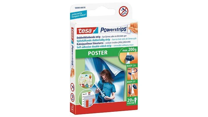 TESA LIPNIOS JUOSTELĖS 20vnt. 0,2KG POWERSTRIPS POSTER