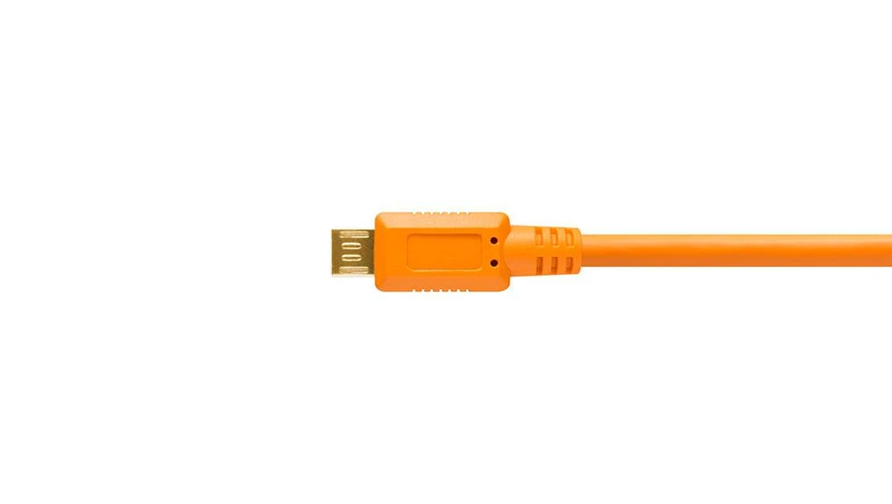 USB kabelis - Tether Tools Pro USB 2.0 Micro-B 4.6m ryškiai oranžinis