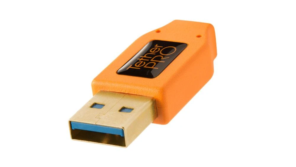 USB kabelis - Tether Tools Pro USB 3.0 Micro-B 4.6m aukštos matomumo oranžinis