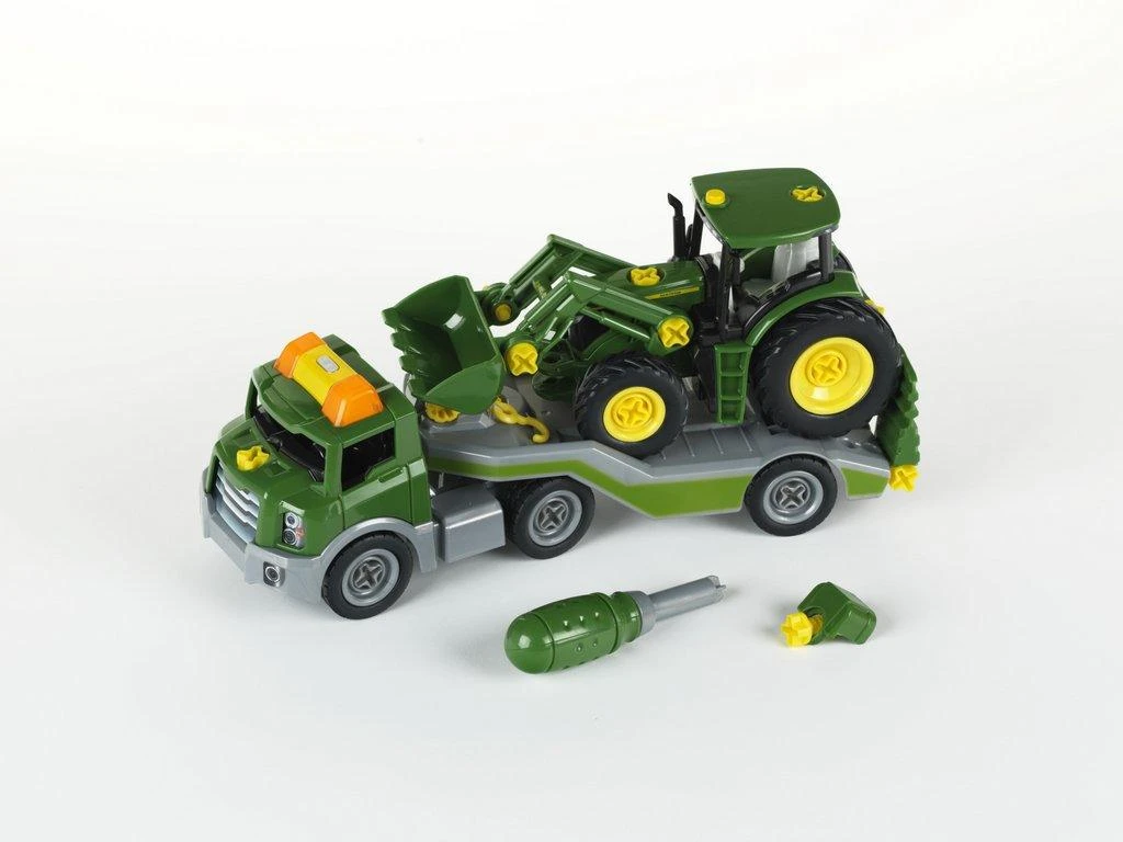 Klein Vilkikas su traktorium ant priekabos „John Deere“