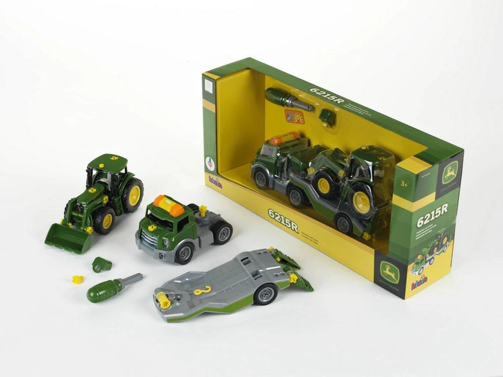 Klein Vilkikas su traktorium ant priekabos „John Deere“