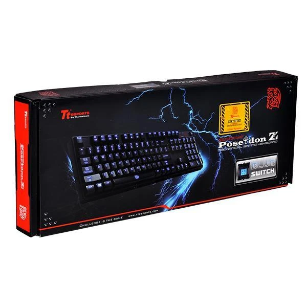 Klaviatūra Thermaltake eSports Poseidon KB-PIZ-KLBLUS-01 (mechaninė, USB 2.0, (US), juodos spalvos