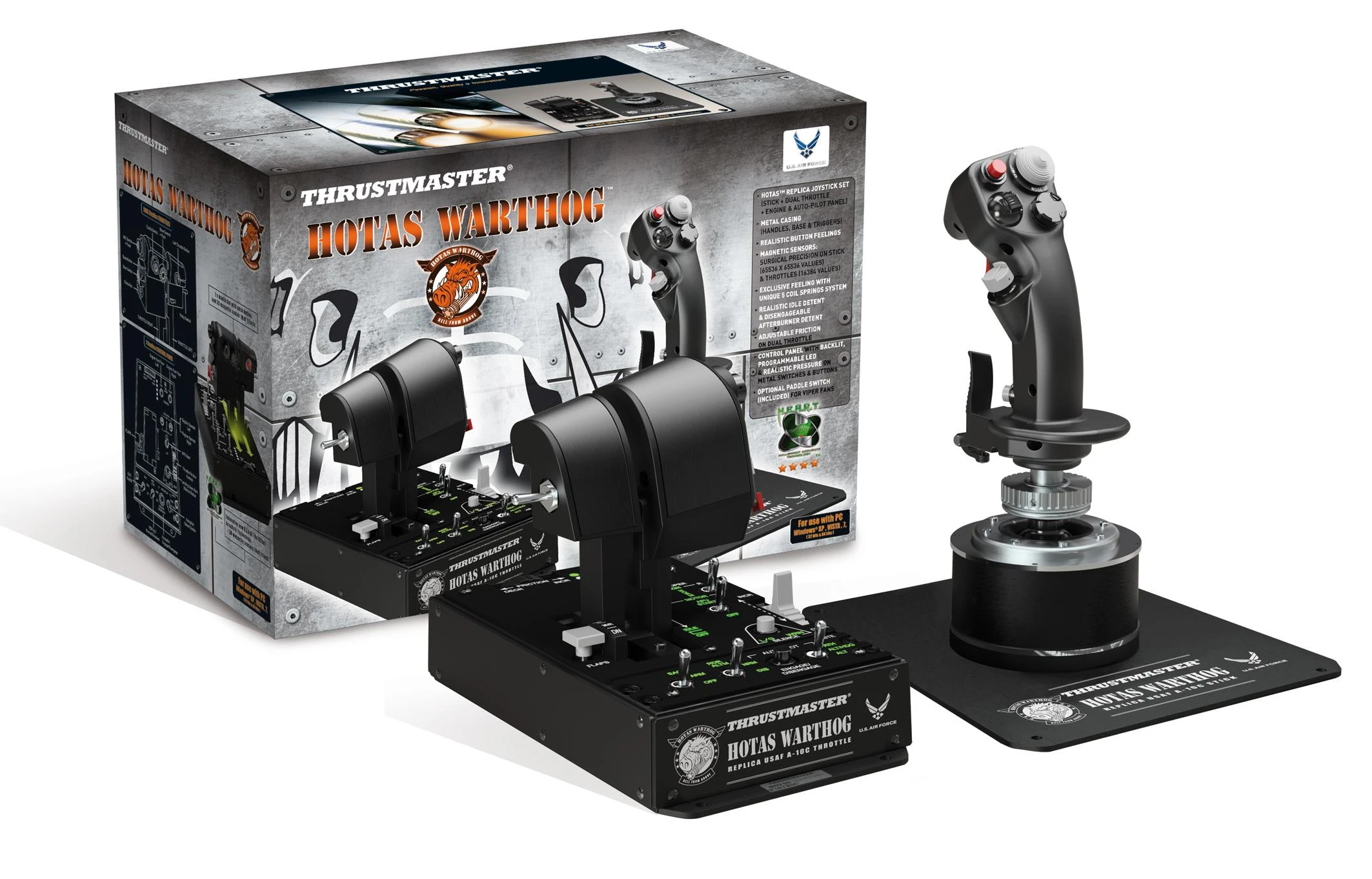 Thrustmaster HOTAS WARTHOG Vairalazdė ir akceleratoriaus valdiklis, Juodas