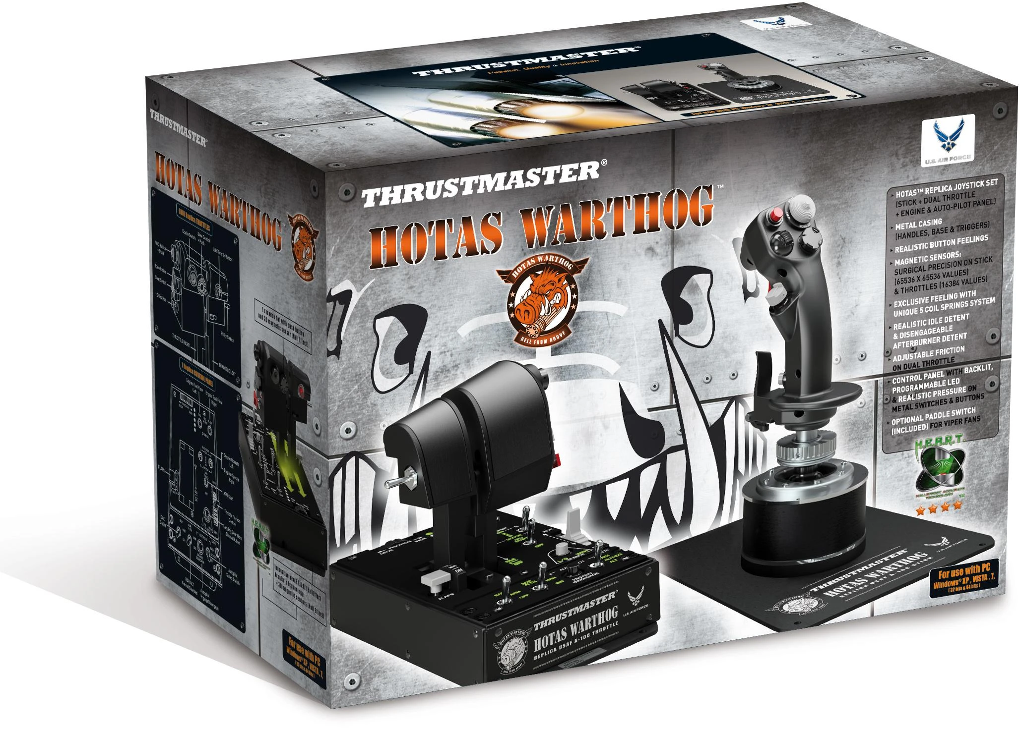 Thrustmaster HOTAS WARTHOG Vairalazdė ir akceleratoriaus valdiklis, Juodas