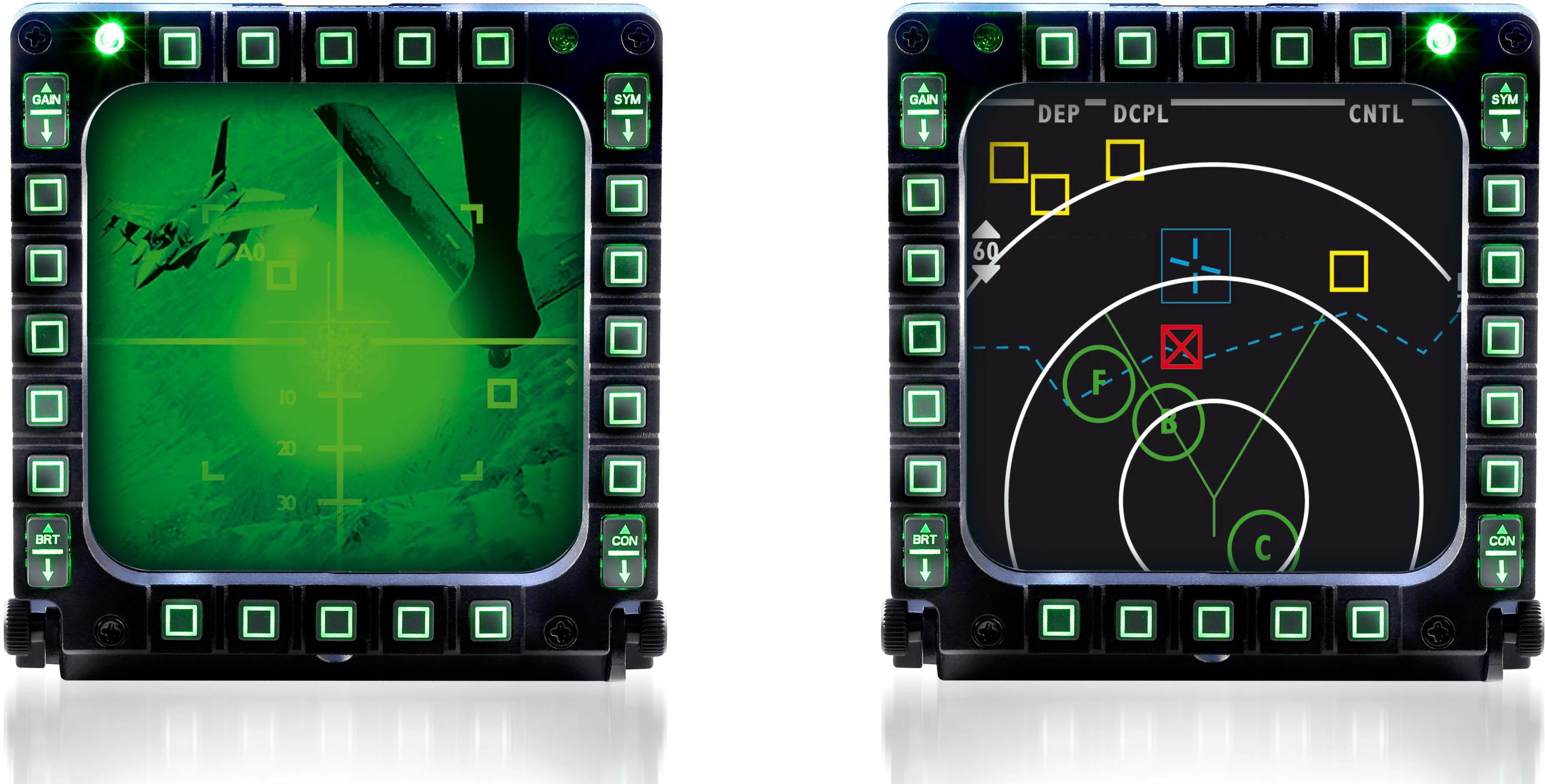 „Thrustmaster MFD Cougar Pack“ „USB Cockpit Panels“ – JAV oro pajėgų F-16 MFD kopijos