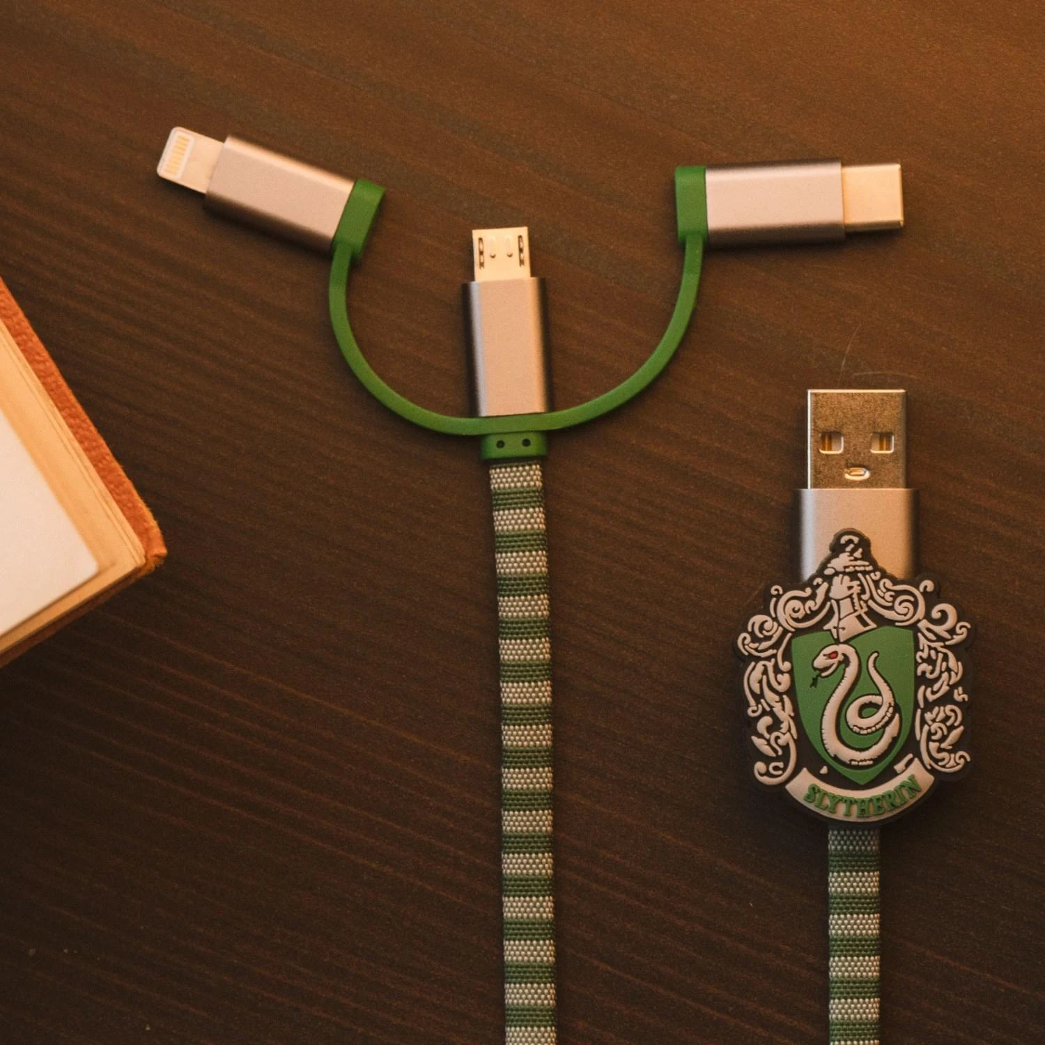 USB laidas Thumbs Up USB-A - USB-C + microUSB + Lightning 1 m Žalias (1002654)