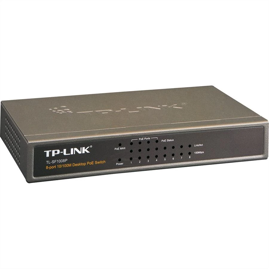 Šakotuvas TP-LINK 8 prievadų PoE jungiklis 4 PoE prievadai