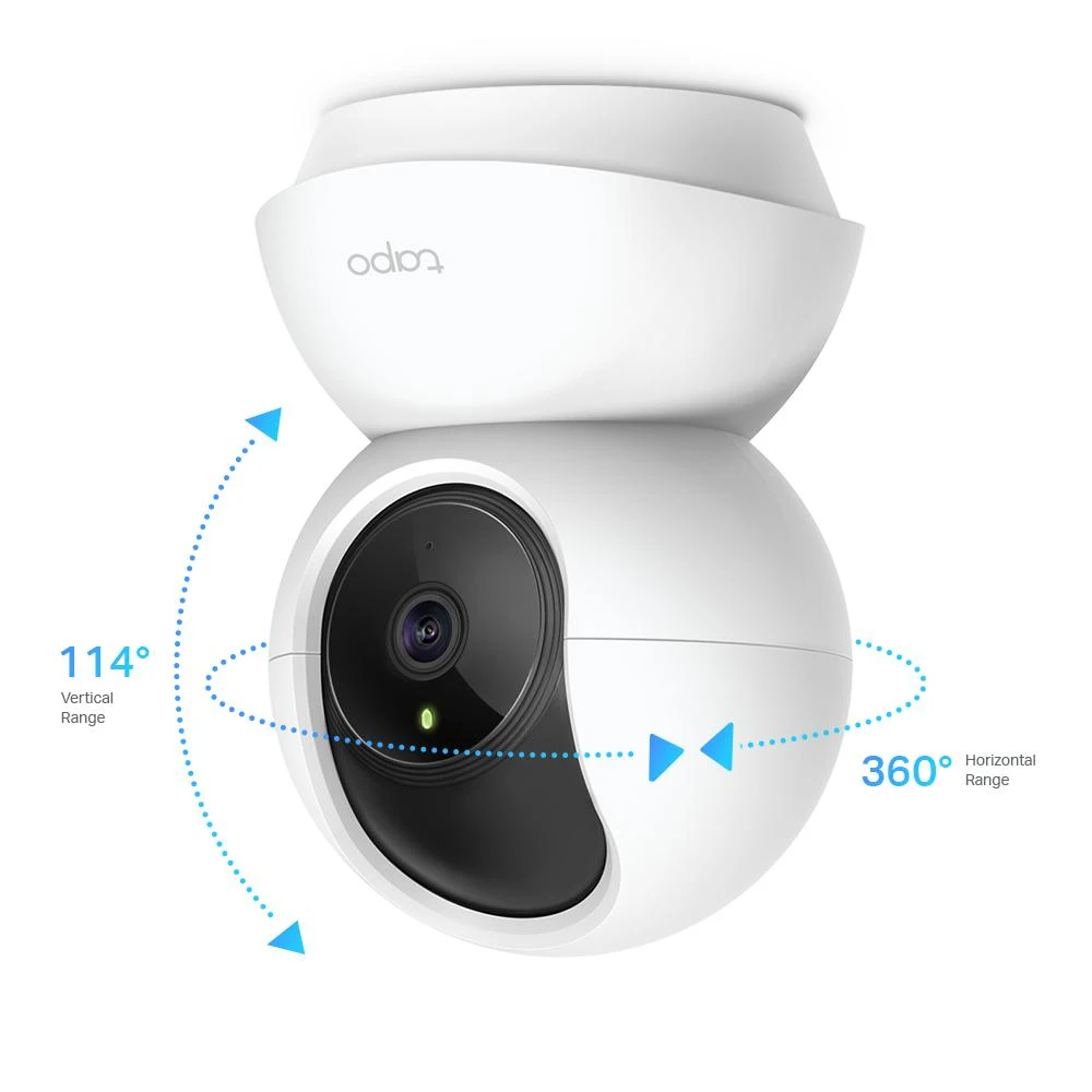TP-LINK Pan/Tilt namų apsaugos WiFi kamera su dienos/nakties vaizdu, 1080p FHD, Micro SD kortelių talpa iki 128 GB, H.264 vaizdo įrašas, 360/114 žiūrėjimo kampas.