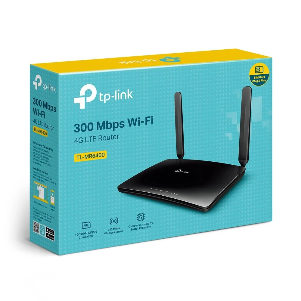 TP-LINK TL-MR6400 V4 belaidis maršrutizatorius Viena juosta (2,4 GHz) Greitas eternetas 3G 4G Juoda