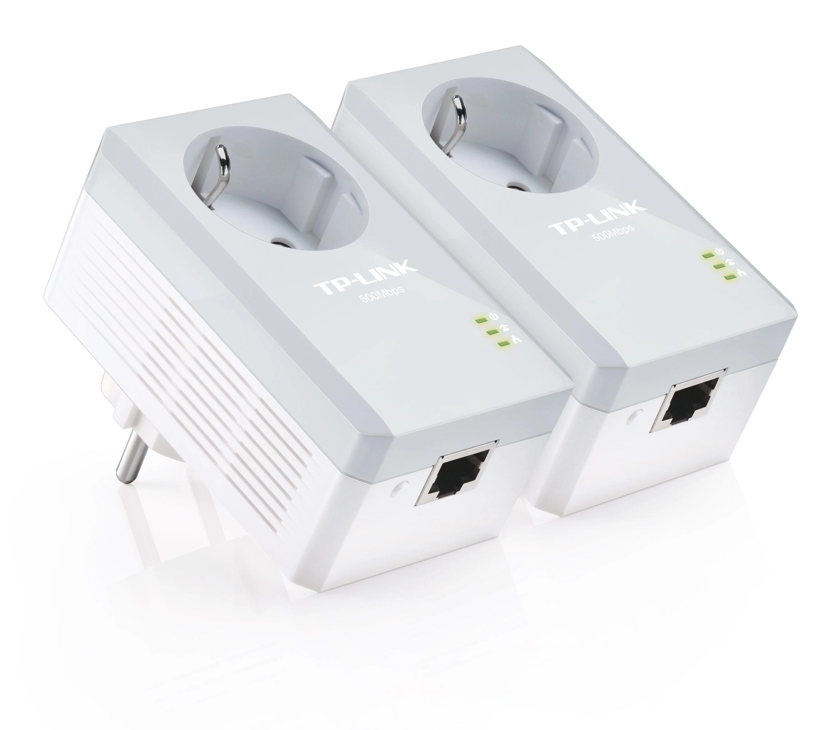 TP-LINK AV500+ maitinimo tinklo rinkinys su kintamosios srovės pralaidumu, 500 Mbps maitinimo tinklo greitis, 1 prievado greitasis Ethernet, „Homeplug AV“, „Žalias Powerline“, kištukas