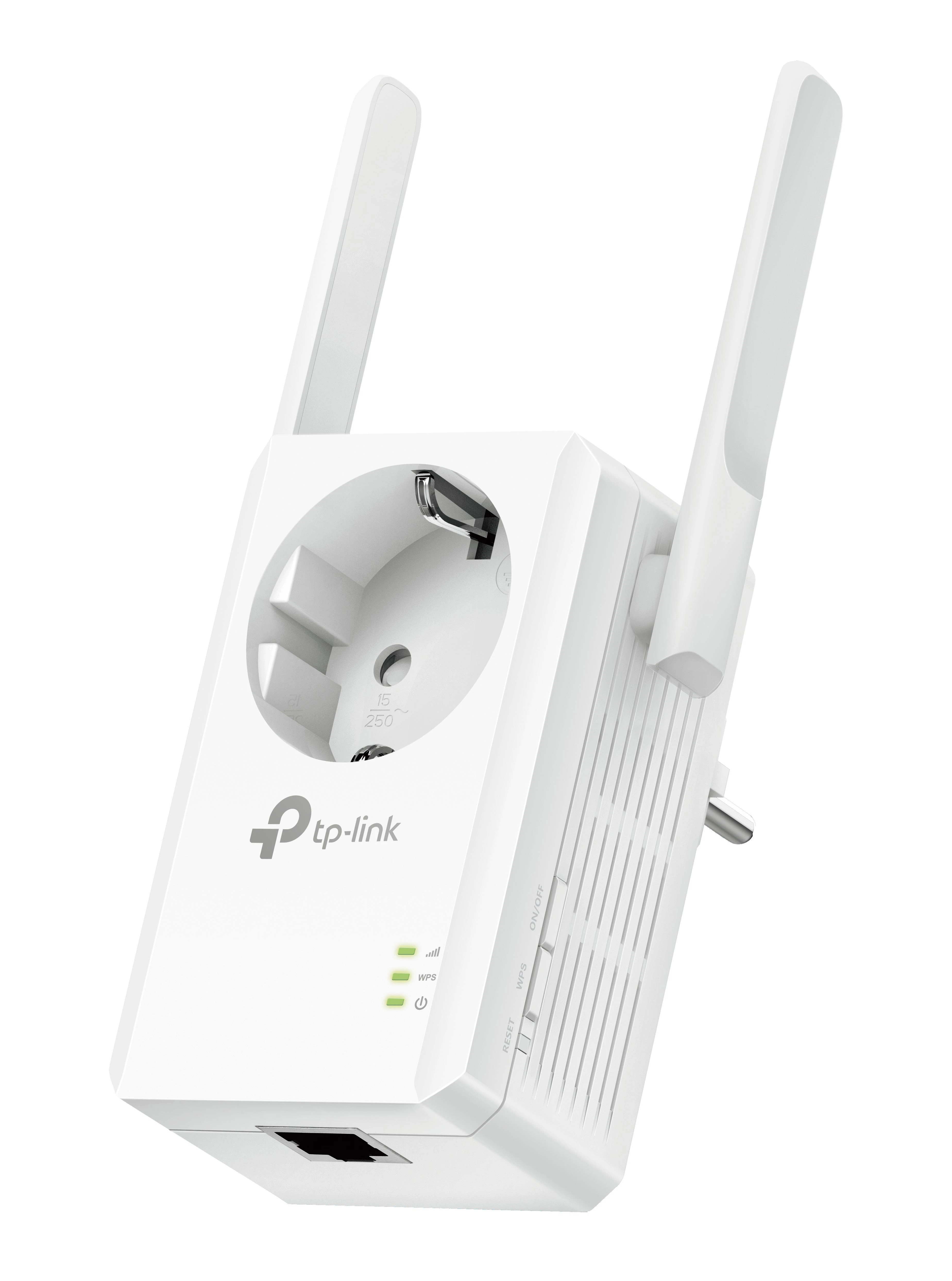 TP-LINK 300Mbps belaidis N sieninis diapazono ilgintuvas su pralaidumu „Atheros 2T2R 2.4GHz 802.11n/g/b“ įjungimu/išjungimu ir diapazono ilgintuvu