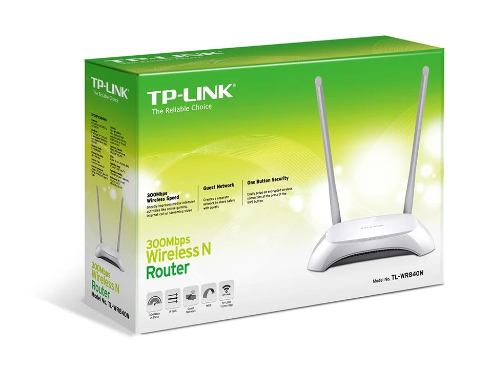 TP-LINK 300Mbps Wireless N Maršrutizatorius Broadcom 2T2R 2.4GHz 802.11n/g/b Integruotas 4 prievadų jungiklis 2 antenos