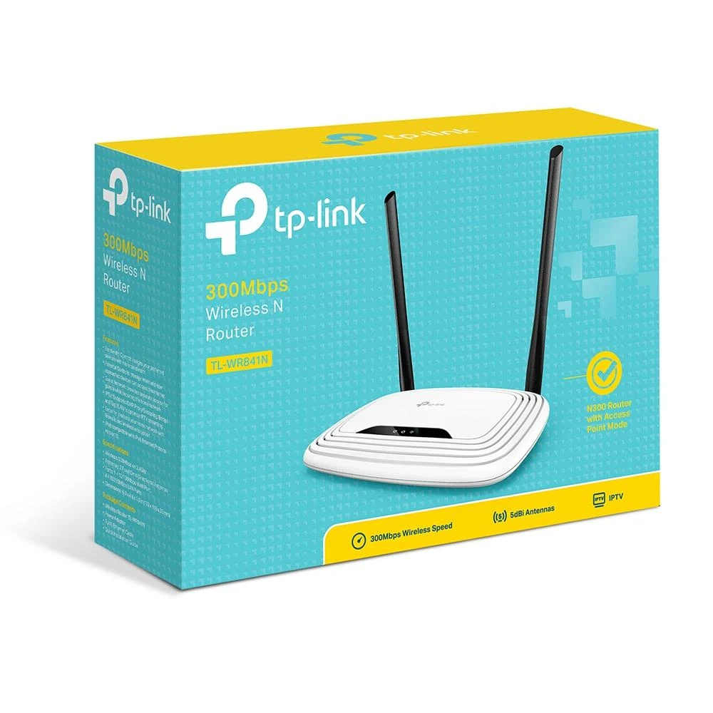 Belaidis maršrutizatorius TP-LINK TL-WR841N Wi-Fi 4 (802.11n) Data speed 300 Mbit/s Ethernet WAN Yes WAN connection type RJ-45 Ethernet LAN Yes 4xLAN jungtys TL-WR841N