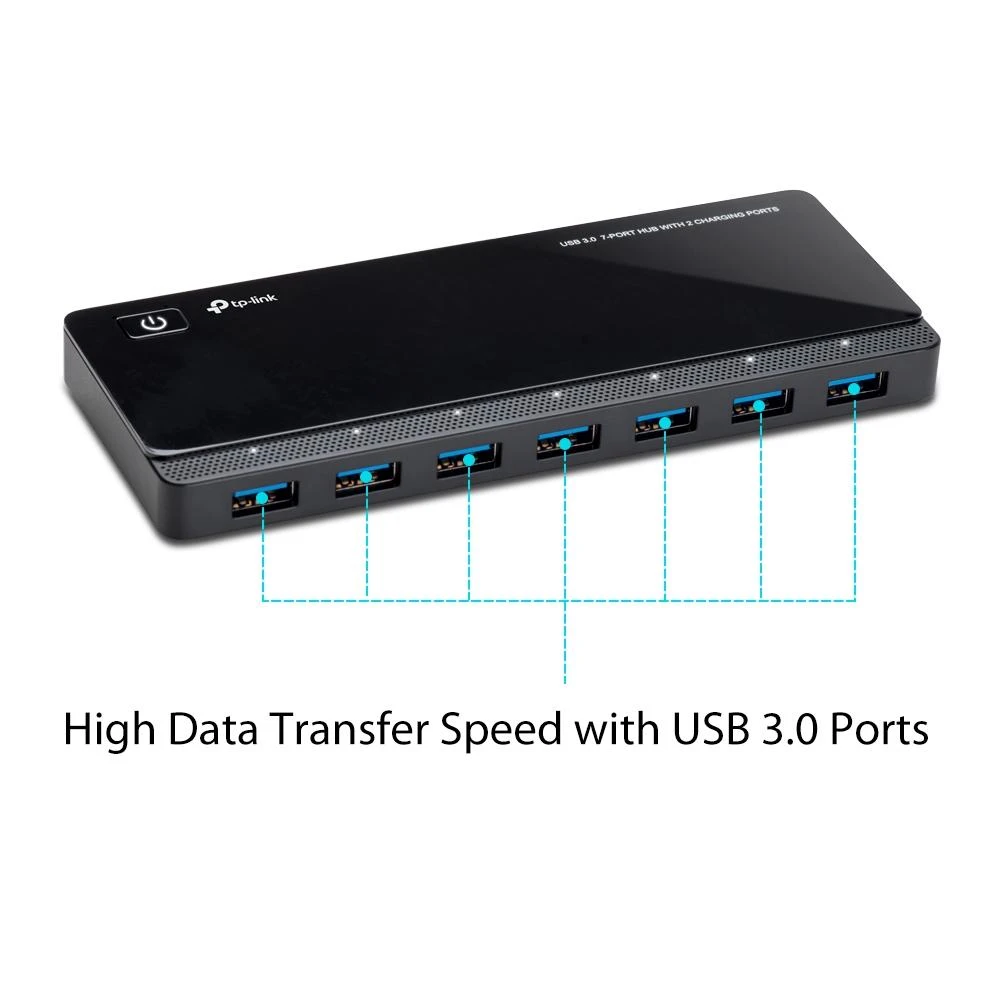 TP-LINK 7 jungtys USB 3.0 Hub su 2 maitinimo įkrovikliais jungtys 2.4A Max Desktop ir 12V/4A maitinimo adapteris