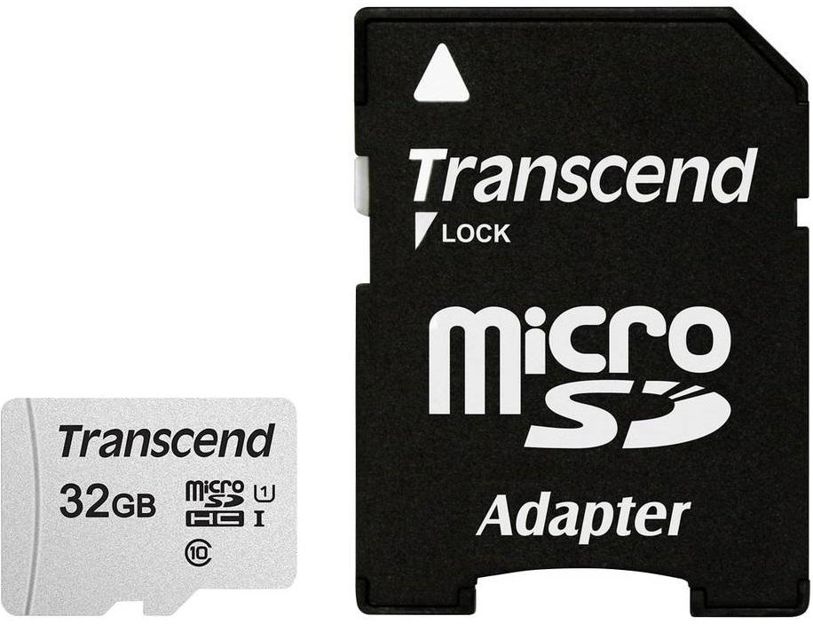 Atminties kortelė su adapteriu Transcend microSDHC USD300S 32GB CL10 UHS-I iki 95MB/S