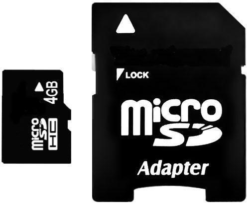 Transcend Micro SDHC 4GB Class4 19/5 MB/s atminties kortelė + adapteris