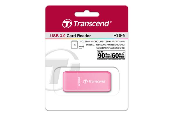 TRANSCEND kortelių skaitytuvas USB 3.1 Gen 1 SD/Micro SD, rožinis