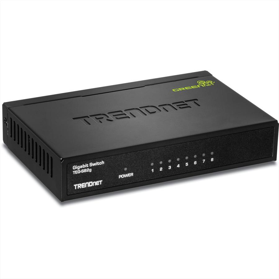 Šakotuvas TRENDNET 8 prievadų Gigabit GREENnet jungiklis su metaliniu dėklu