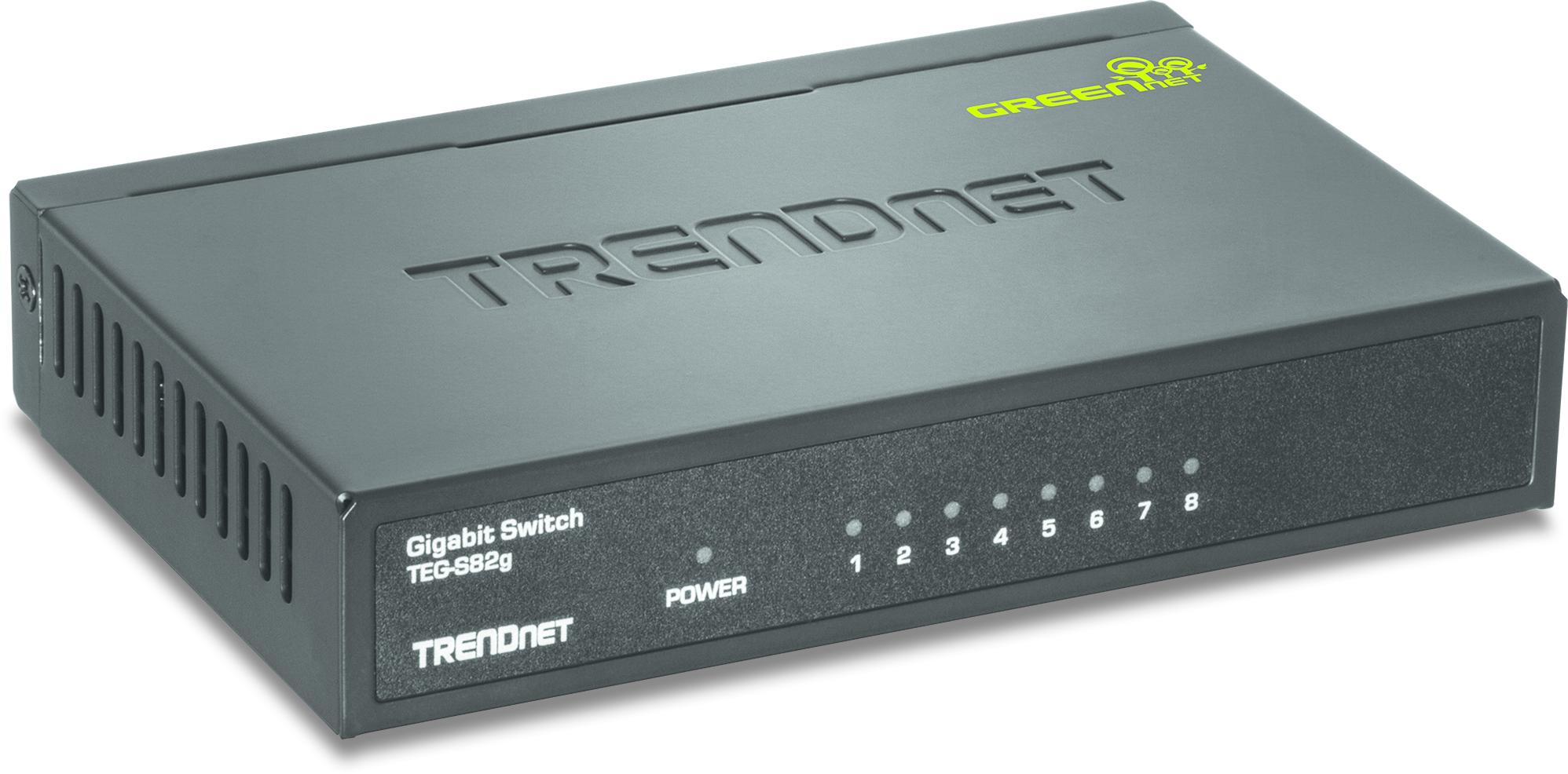 Šakotuvas TRENDNET 8 prievadų Gigabit GREENnet jungiklis su metaliniu dėklu