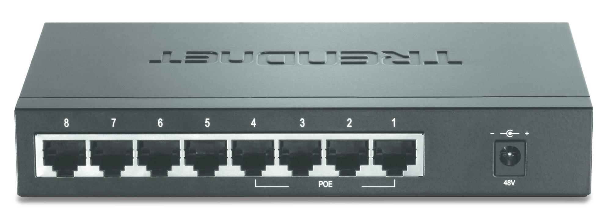 TRENDNET 8 prievadų 10/100 Mbps PoE jungiklis 4 PoE 4 ne PoE