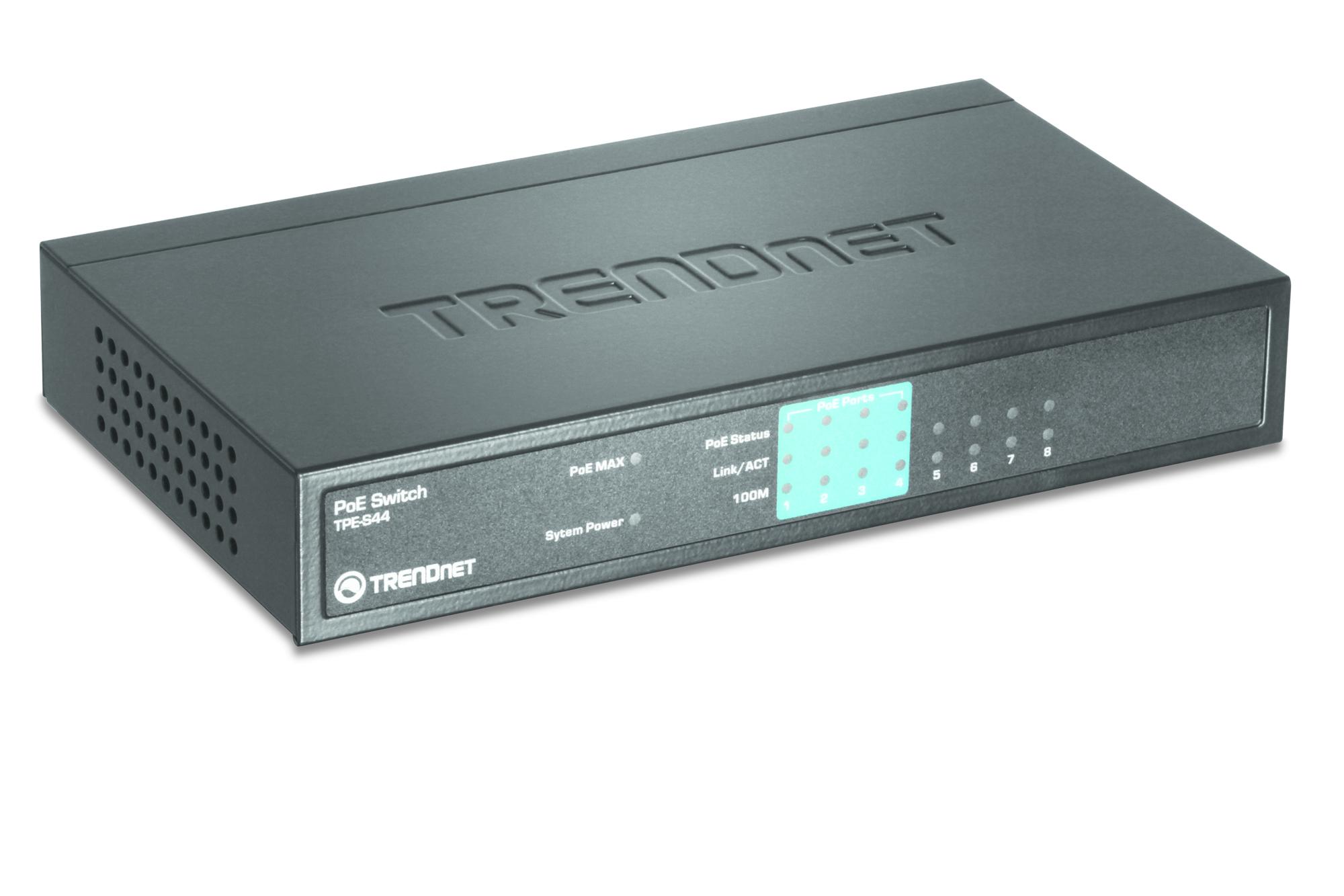 TRENDNET 8 prievadų 10/100 Mbps PoE jungiklis 4 PoE 4 ne PoE