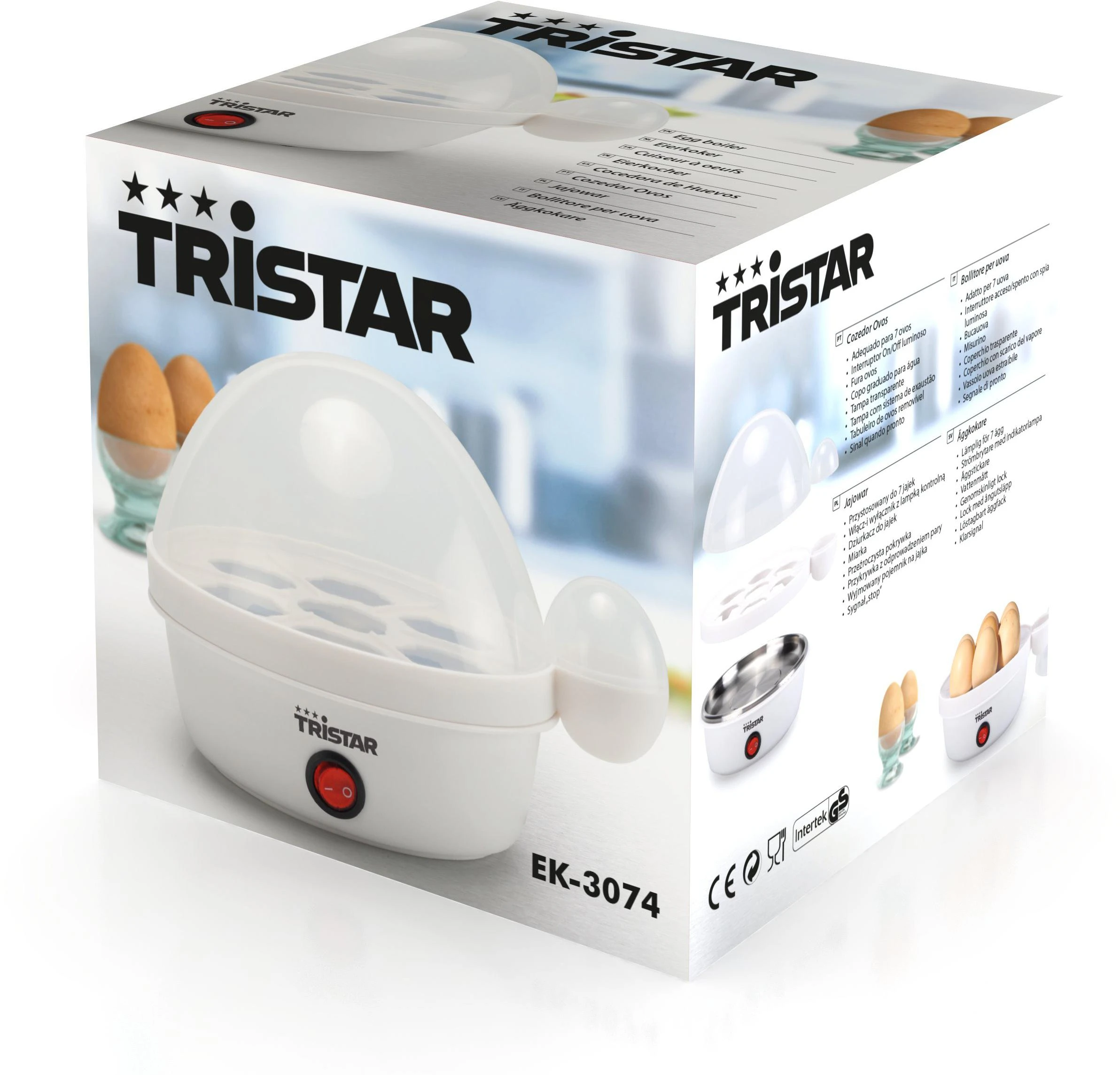 Tristar | Kiaušinių katilas | EK-3074 | Baltas | 350 W | Kiaušinių talpa 7