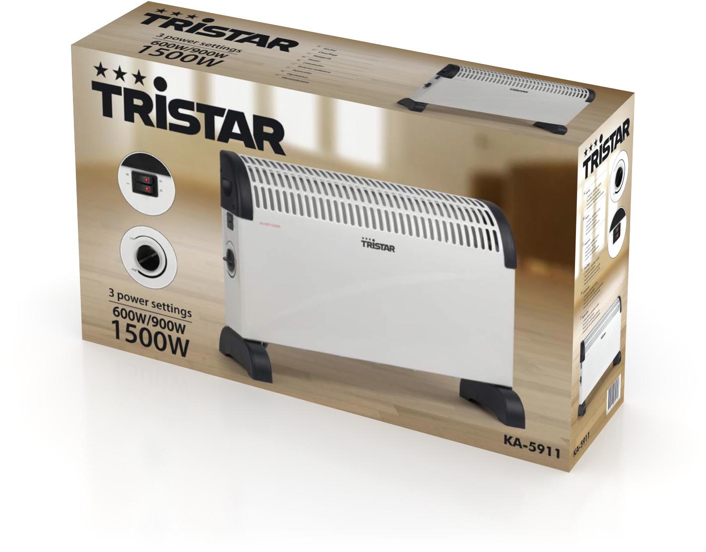 Tristar | Elektrinis šildytuvas | KA-5911 | Konvekcinis šildytuvas | 1500 W | Galios lygių skaičius 3 | Baltas