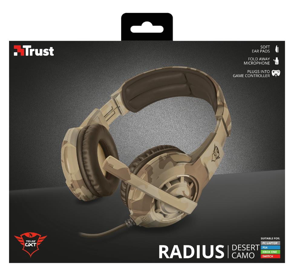 Žaidimų ausinės Trust GXT 310D Radius, Desert Camo, 22208