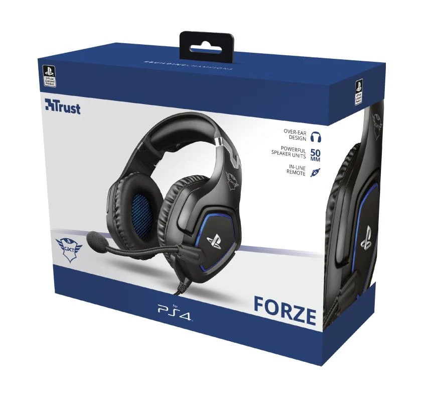 Žaidimų ausinės Trust GXT 488 Forze PS4 Gaming Headset PlayStation official licensed product, Juodos, 23530
