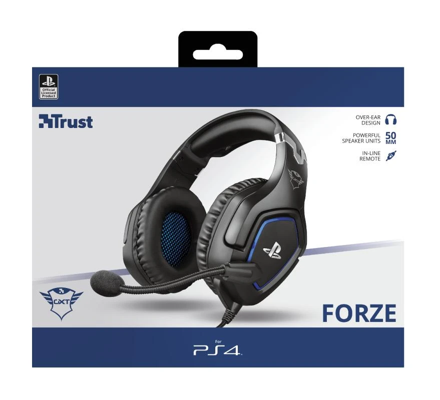 Žaidimų ausinės Trust GXT 488 Forze PS4 Gaming Headset PlayStation official licensed product, Juodos, 23530
