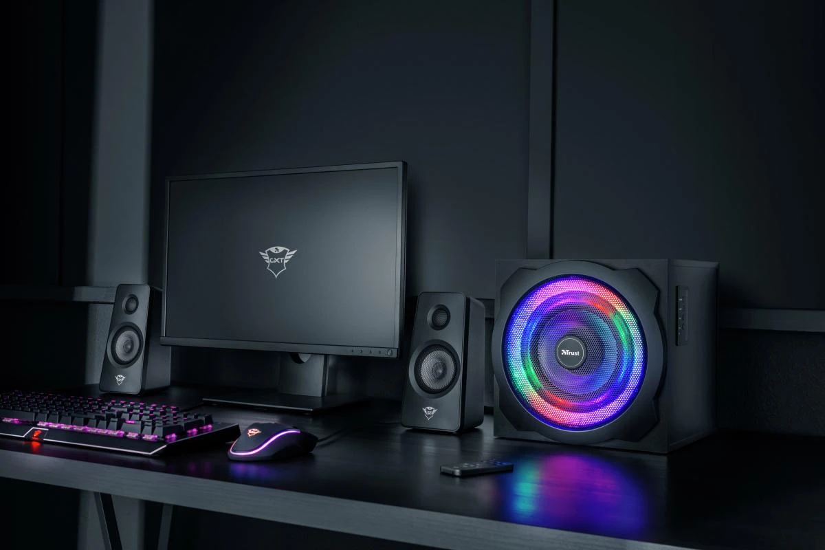 Kompiuterio kolonėlės Speaker Set Trust GXT 629 Tytan 2.1 RGB 22944 (2.1, juodos spalvos)
