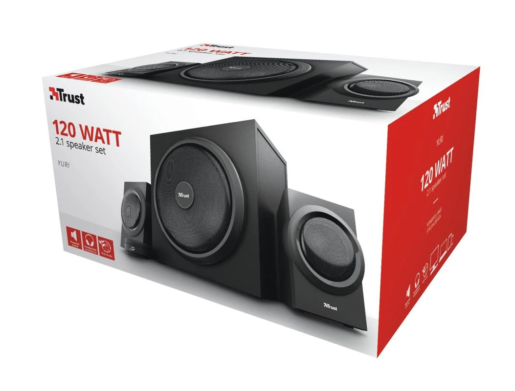 Kompiuterio kolonėlės Trust Yuri garsiakalbių komplektas 60 W Universal Juodas 2.1 kanalai 1 krypties 15 W
