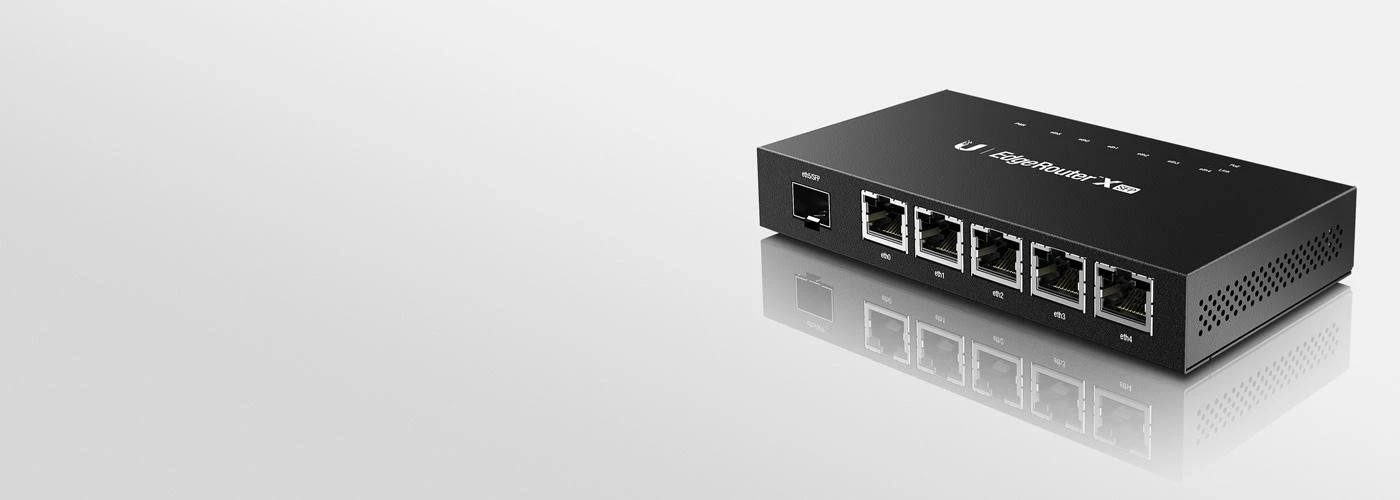 Maršrutizatorius „Ubiquiti EdgeRouter X“, 5 prievadai, SFP, gigabito, pasyvus PoE, Juodas ER-X-SFP / UBI-ER-X-SFP