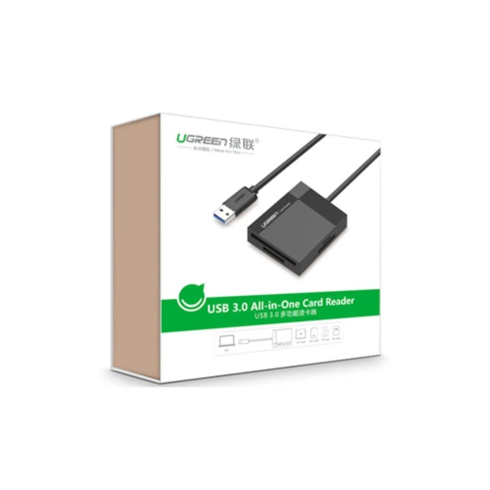 UGREEN 4in1 kortelių skaitytuvas USB 3.0 1m - Juodas