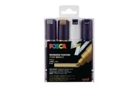Posca Posca - PC8K - Broad Tip Pen - Gold, Sidabrinis, Juodas and Baltas, 4 pc