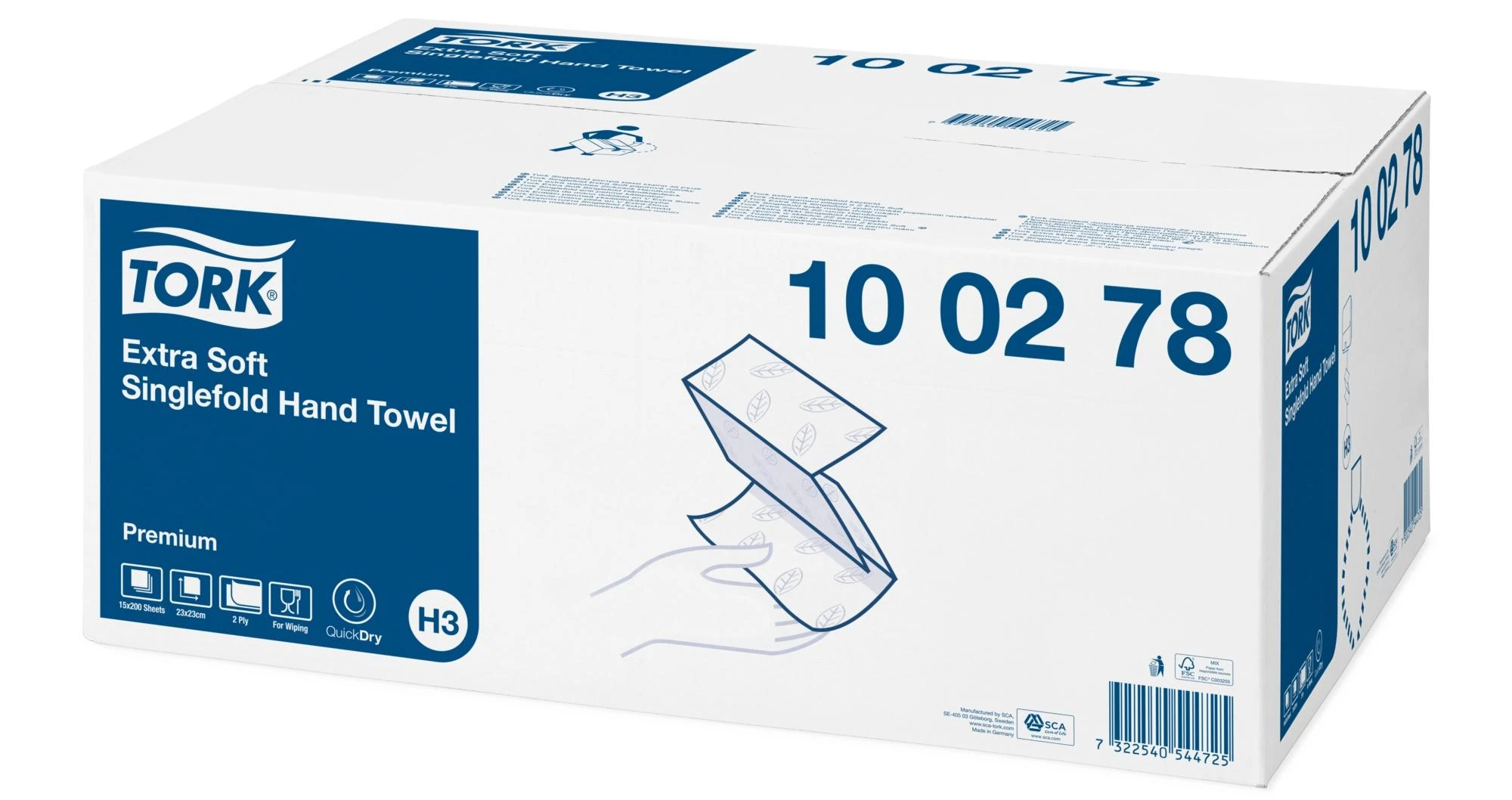 Servetėlės Tork Singlefold Soft Premium H3 (100278), 2 sluoksniai, baltos spalvos, 200 lapelių