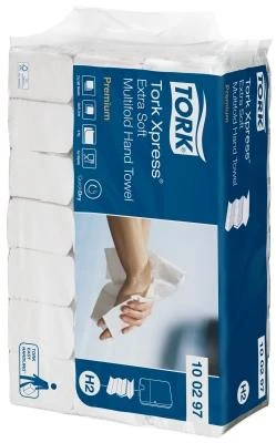 Lapelinis rankšluostinis popierius Tork Premium Extra Soft H2, 2 sl., 100 lap., 34x21,2cm, P,21vnt